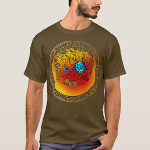 Camiseta coruja com lua crescente e geometria sagrada