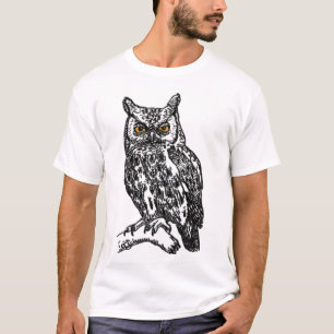 Camiseta Coruja com tinta caneta preta