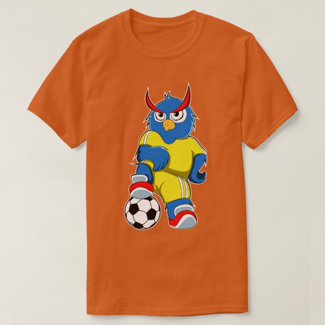 Camiseta Coruja como jogador com bola (Frente do Design)