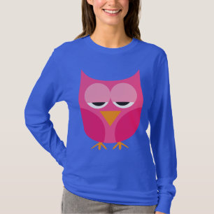 Camiseta Coruja cor-de-rosa sonolento bonito