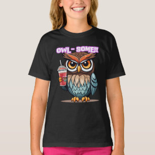 Camiseta Coruja, coruja irritável com bebendo