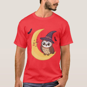 Camiseta Coruja das Bruxas Bonita na Lua Crescente