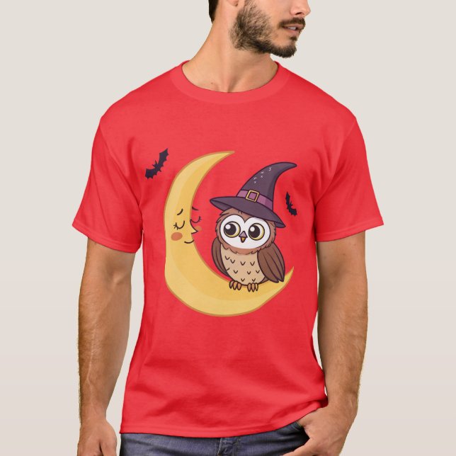 Camiseta Coruja das Bruxas Bonita na Lua Crescente (Frente)