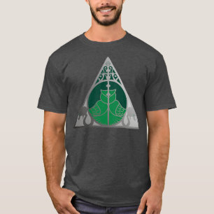 Camiseta Coruja de artefato e cobra verde-prata
