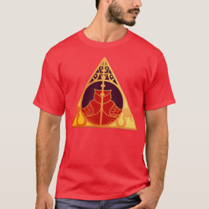 Camiseta Coruja de artefato e ouro vermelho