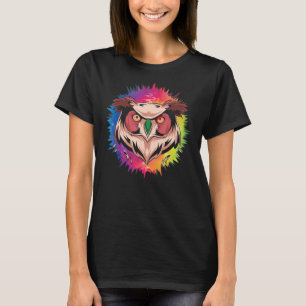 Camiseta Coruja de Aves Coloridas da Floresta Predadora