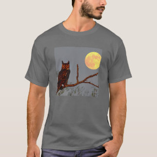 Camiseta Coruja-de-chifres Lua Cheia