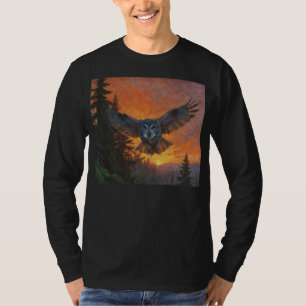 Camiseta Coruja de Cinzas excelentes ao pôr do sol