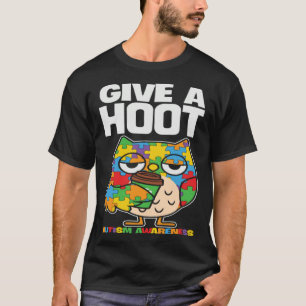 Camiseta Coruja de Conscientização do Autismo Dê um Buzina 