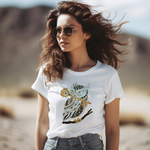 Camiseta Coruja-de-Coroa-Excelente Meia-Noite