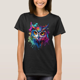 Camiseta Coruja de Coruja Ocidental Colorida Arrasada