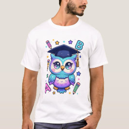Camiseta Coruja de Formatura em Faíscas Cósmicas