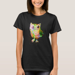 Camiseta Coruja de Gato Surreal Colorida