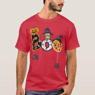 Camiseta Coruja de Halloween com aranhas de bruxa
