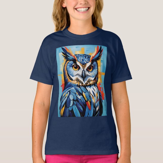 Camiseta Coruja de Jeans Azul (Frente)