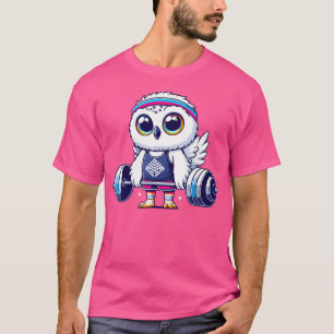 Camiseta Coruja de Neve Bonita Workout Barbell Malhação Lov