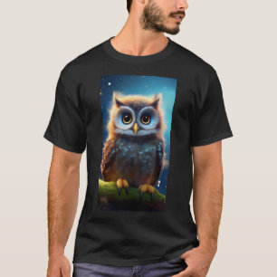 Camiseta Coruja de olhos arregalados em uma noite mágica su