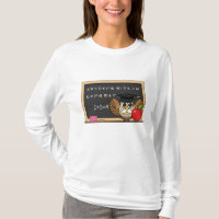 Coruja de Professores Bonita com Cartoon Apple