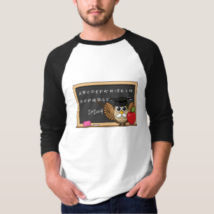 Camiseta Coruja de Professores Bonita com Cartoon Apple