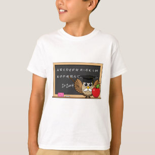 Camiseta Coruja de Professores Bonita com Cartoon Apple