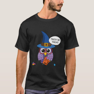 Camiseta Coruja do Assistente de Cartoons - Trick ou Tratar