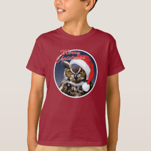 Camiseta Coruja do Natal - t-shirt básico do Hanes dos