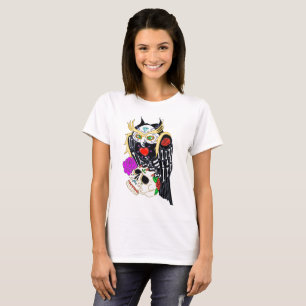 Camiseta Coruja E Crânio De Açúcar