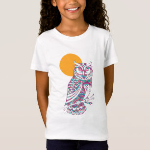 Camiseta Coruja e lua coloridas