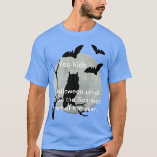 Camiseta Coruja e Morcegos do Dia das Bruxas Azul