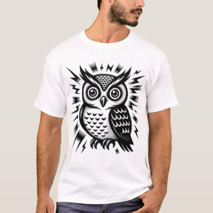 Camiseta Coruja Elétrica Alta Energia Vetor Pássaro & Relâm