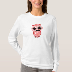 Camiseta coruja engraçada com bigode