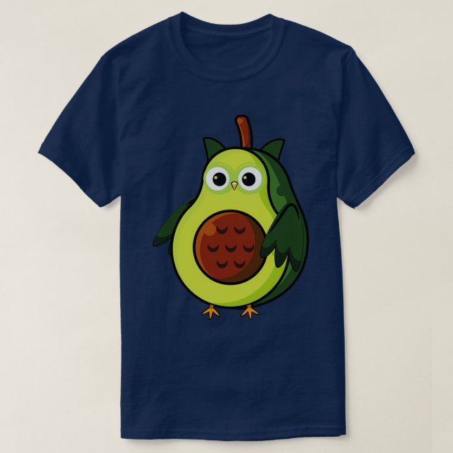 Camiseta Coruja engraçada voando fruta de abacate (Frente do Design)