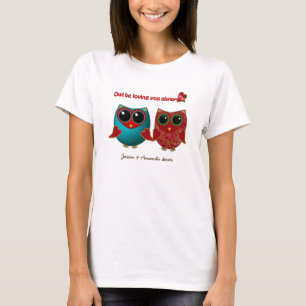Camiseta Coruja estar amando você-damas Tshirt