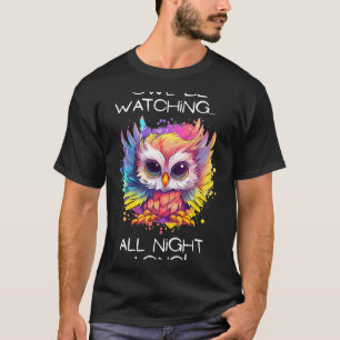 Camiseta Coruja Estará Assistindo Festas Noturnas De Pajama