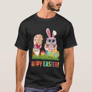 Camiseta Coruja felz pascoa Vestindo coelheira coruja