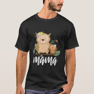 Camiseta Coruja Floral Mamãe Bebê Mamãe Dia de as mães Coru