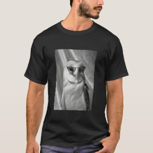 Camiseta Coruja Fofa com Óculos de Sol Foto de Animal da Fl
