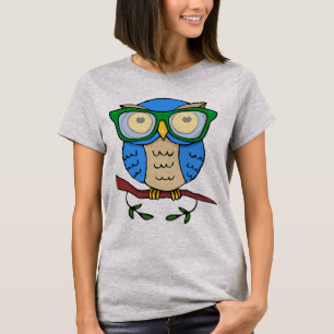 Camiseta Coruja Fofa com Óculos Verde