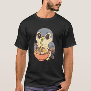 Camiseta Coruja Fofa Comendo Ramen Kawaii Amante de Comida