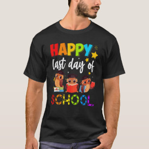 Camiseta Coruja Fofa Dia Feliz do Último Dia de Aula Profes
