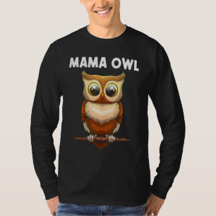 Camiseta Coruja Fofa Para Mulheres Mãe Noturno Noite Pássar