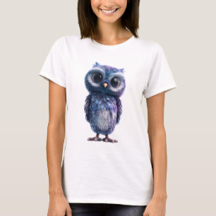 Camiseta Coruja Galáxia Azul Cósmica Mulheres Pássaro