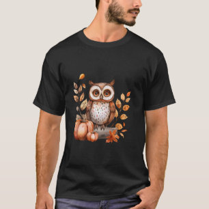 Camiseta Coruja Halloween Autumn Deixa Trabalho de arte Pum