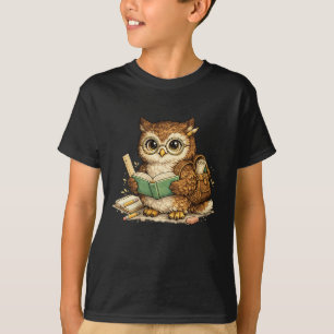 Camiseta Coruja Lendo Livro - Volta às Aulas