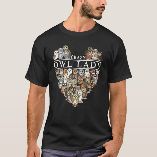 Camiseta Coruja Louca Lady Heart Shape Owl (Frente)