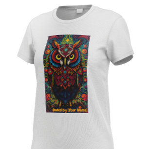 Camiseta Coruja Mandala Cósmica