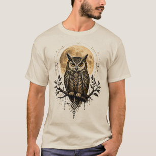Camiseta Coruja Mística Sob a Lua Cheia – Wi Tribal Amazigh