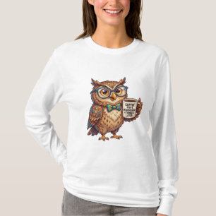 Camiseta Coruja Neurodivergente Meme Divertido Café Primeir