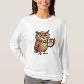 Camiseta Coruja Neurodivergente Meme Divertido Café Primeir