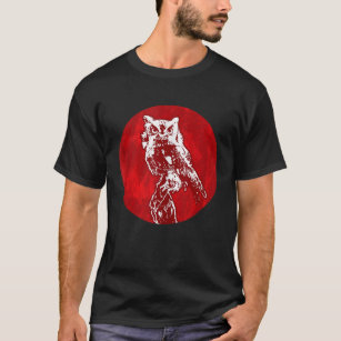 Camiseta Coruja Noctrurnal Animal Ornithology Red Moon Hall